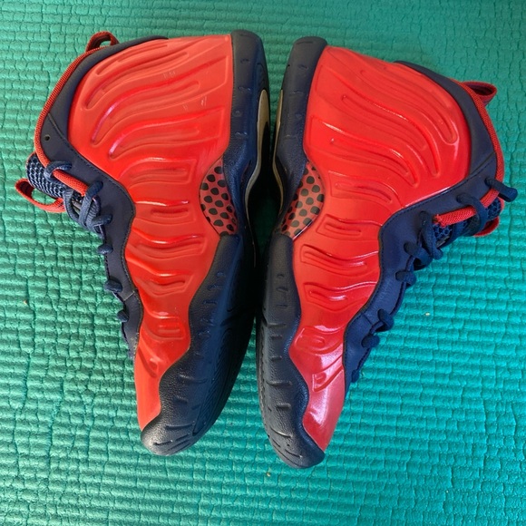 Nike FoamPosites candy apple Red and Blue Kids Sneakers size 4.5Y - Picture 2 of 5